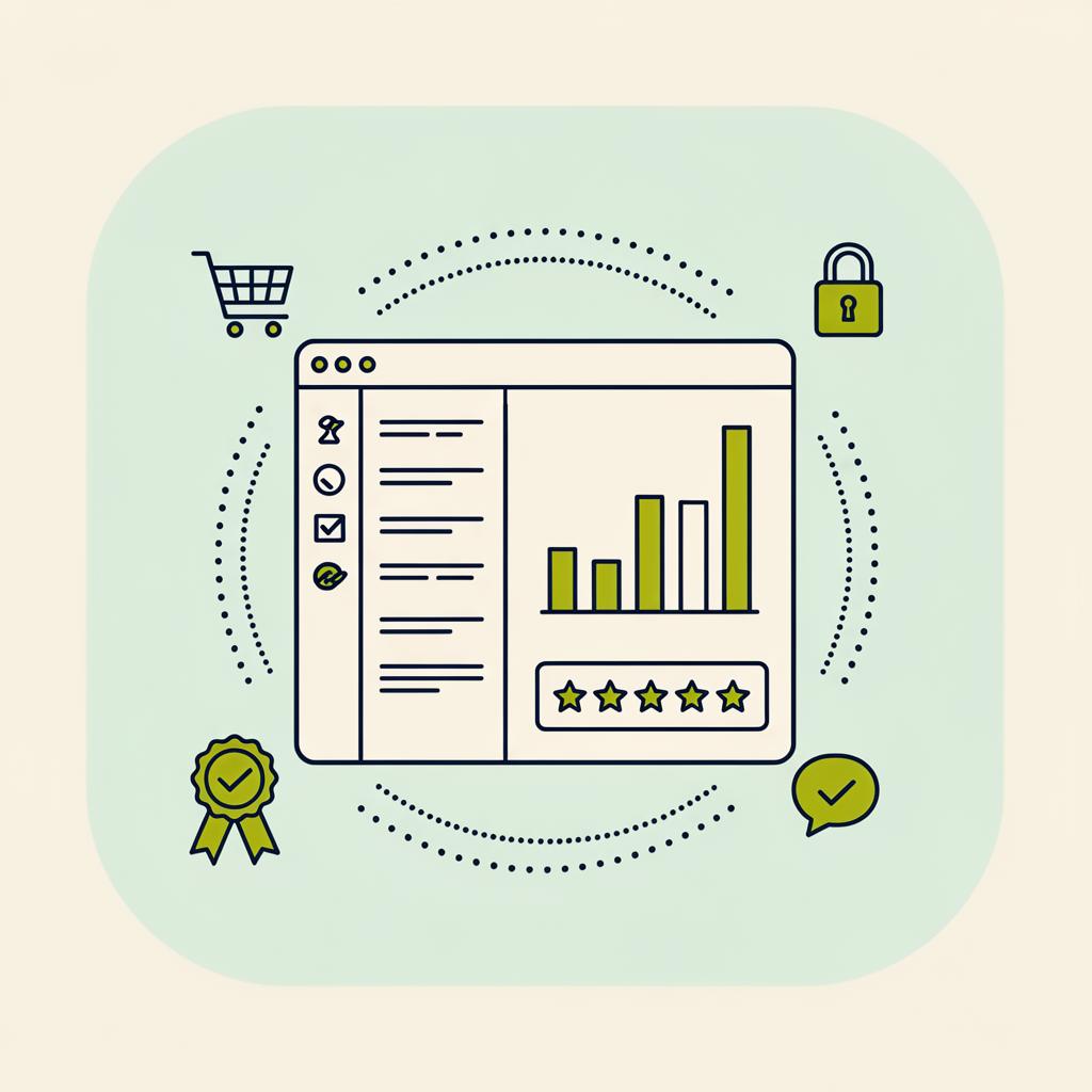 Illustration des neuen ean-code.eu Kundenportals mit Statistiken, Bewertungen und Sicherheitsbadges